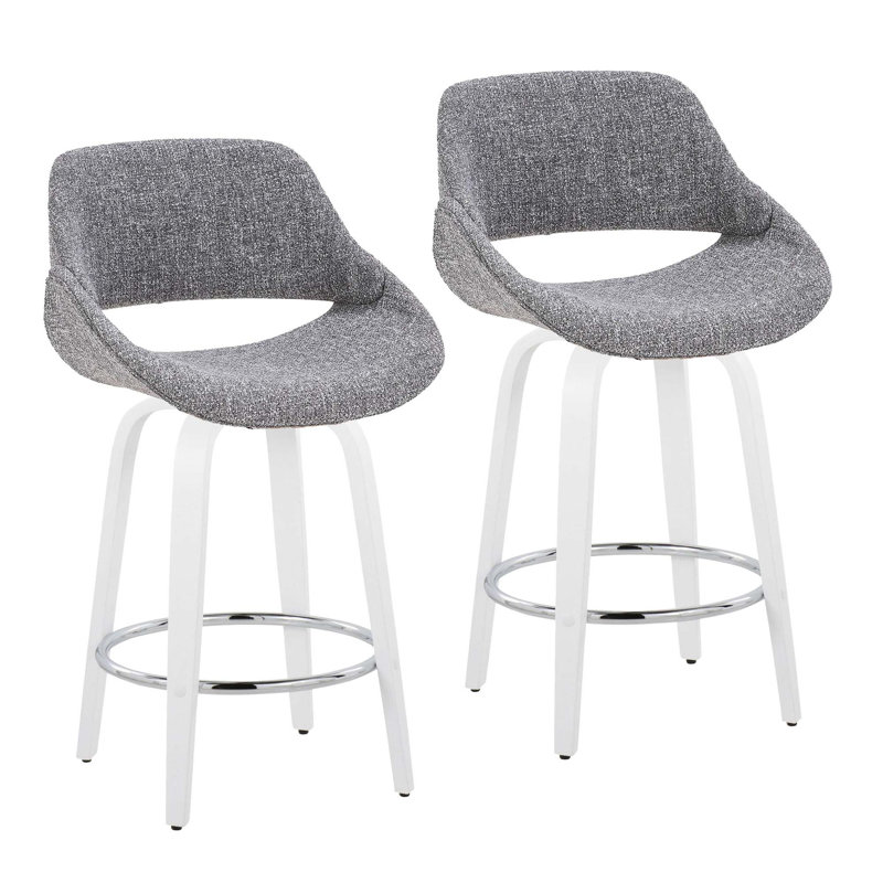Tabouret de bar pivotant contemporain avec repose-pieds - ensemble de 2, Gris