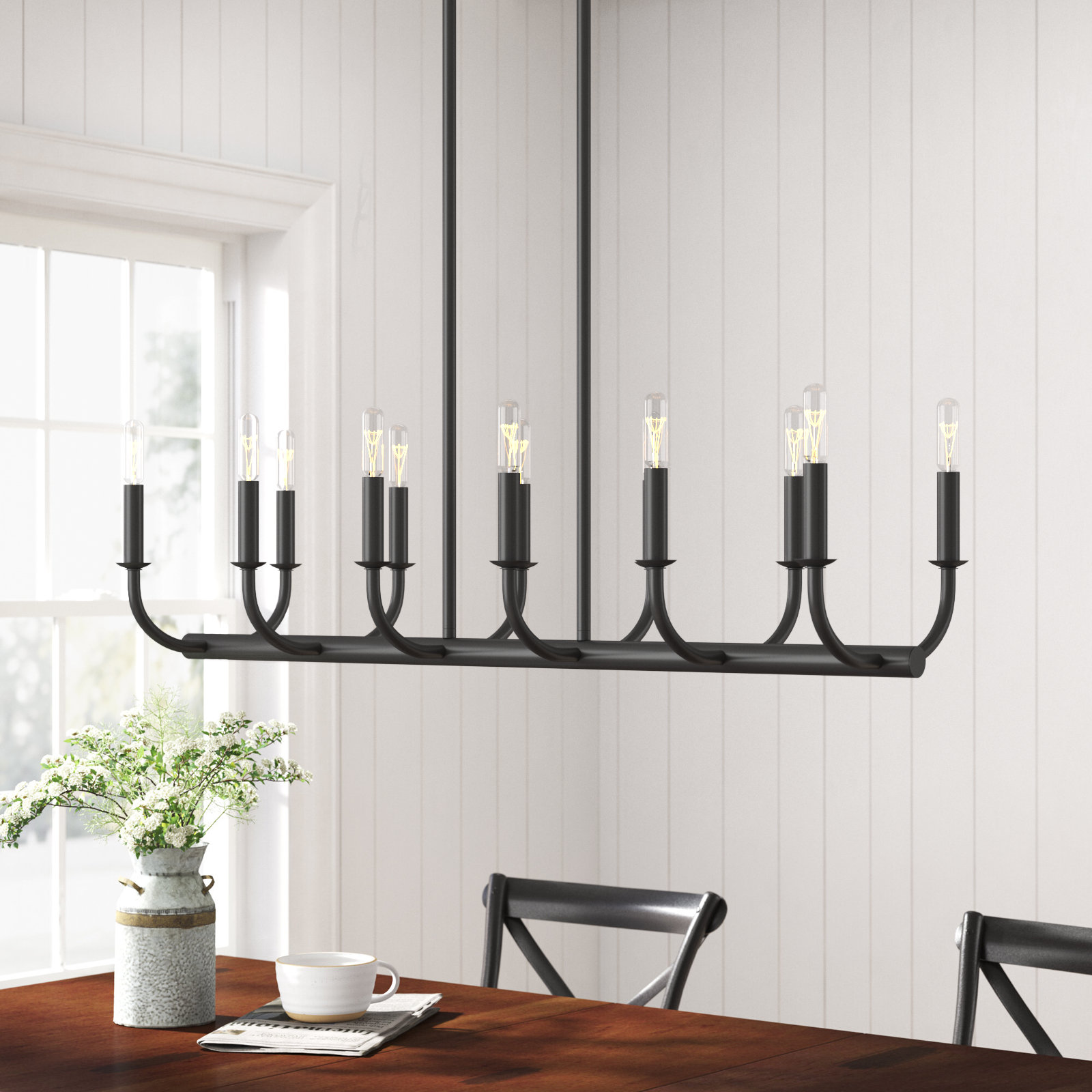 Gilmour Dimmable Stainless Steel 12-Light Pendant, Black