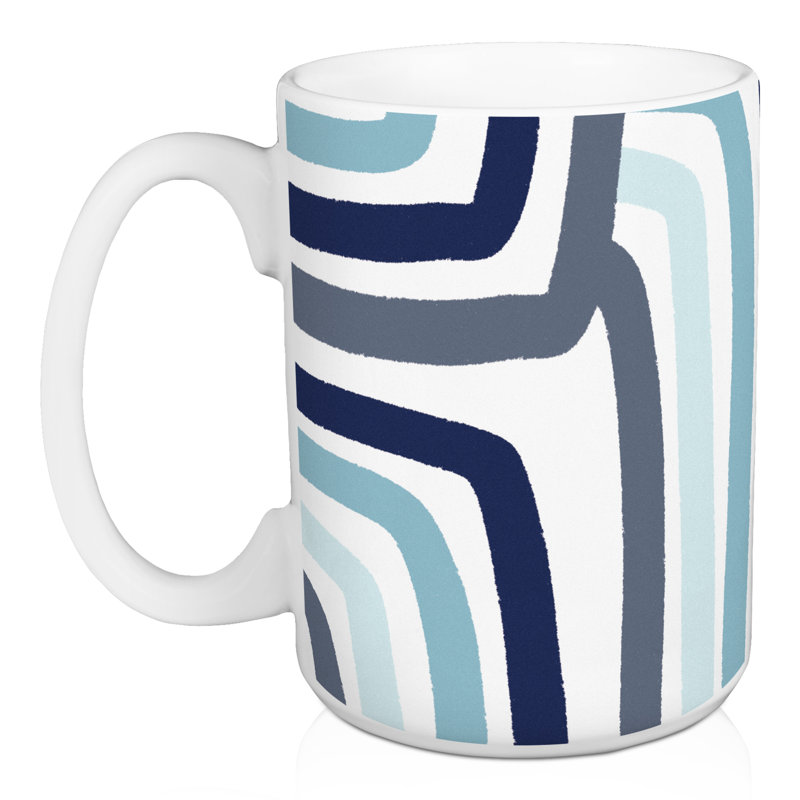 Tasse à rayures abstraites vertes, Bleu