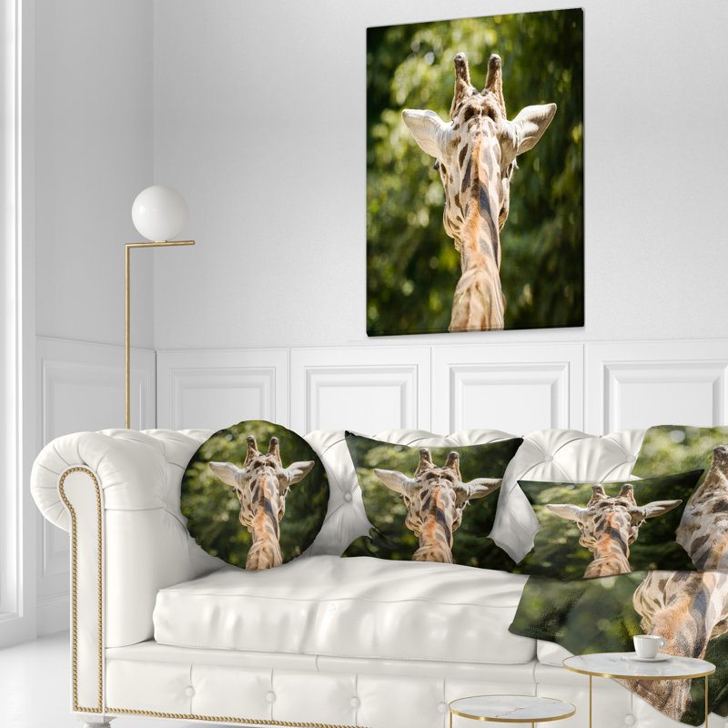 Giraffe Head Back View - Animal Printed Pillow