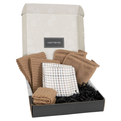 Ritz Royale Crown Collection, Kitchen Linens Gift Set In Mocha Latte