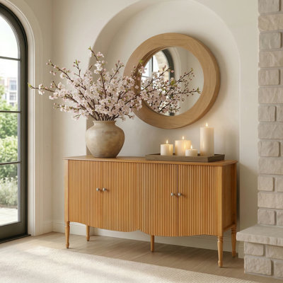 Martha Transitional 58"W 4-Door Fluted Curved Sideboard with Cable Management