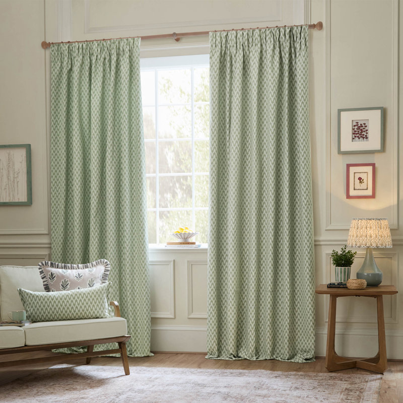 Hutton Room Darkening Curtain Panel Pair, Green, 46.06cm Width x 182cm Drop