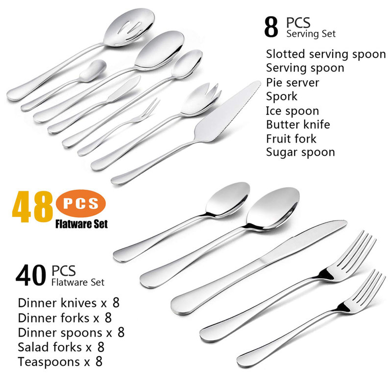 Lark Manor™ 48-Piece Stainless Steel Flatware Set Service for 8