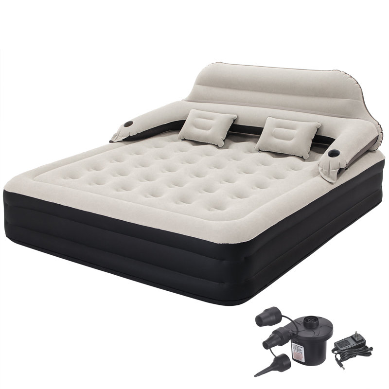 Matelas gonflable 15 po avec tête de lit et pompe à air Rohrersville, Très grand