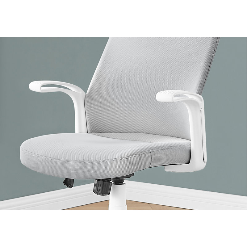 Chaise de bureau réglable, siège pivotant avec filet gris et métal blanc, siège ergonomique pour chaise de travail d'ordinateur, siège incurvé, mobilité à 360 degrés