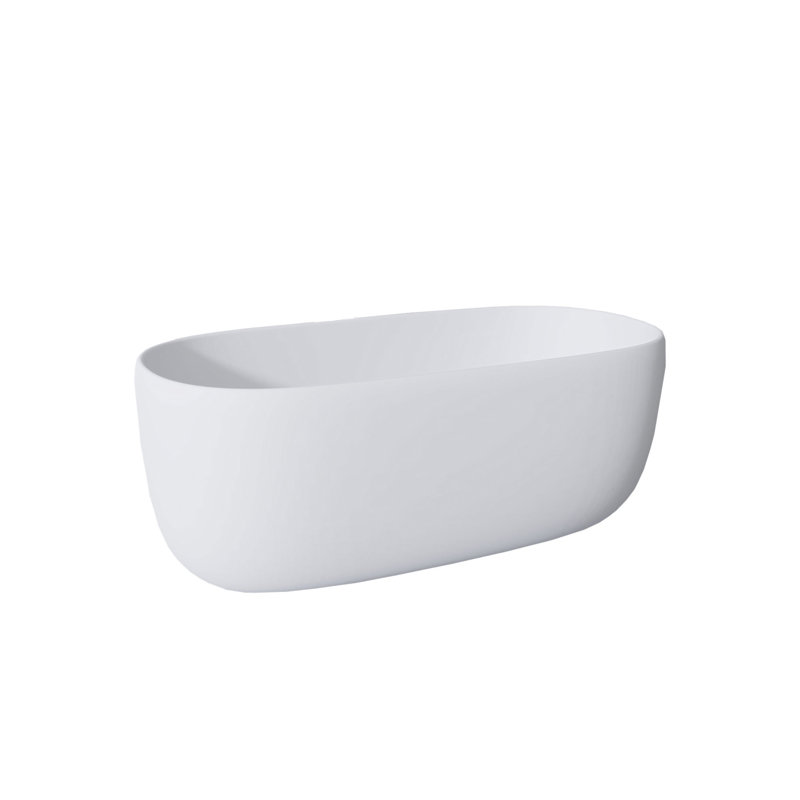 51'' Freestanding Bathtub Resin Stone Soaking Bathtub Solid Surface Modern Tubs With Overflow