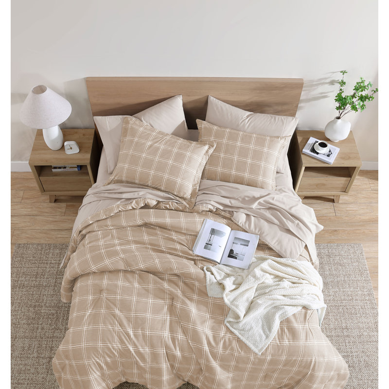 Taupe Queen Reversible Microfiber Bed-In-A-Bag Set