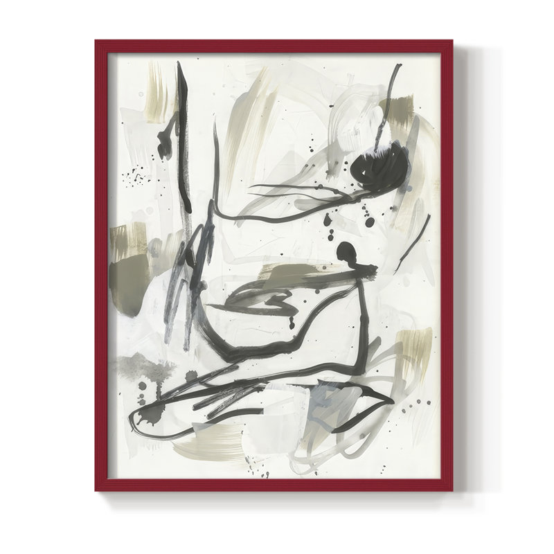 «Serpentine Alphabet II», reproduction encadrée - bois massif, H 21 po x l 17 po, Rouge