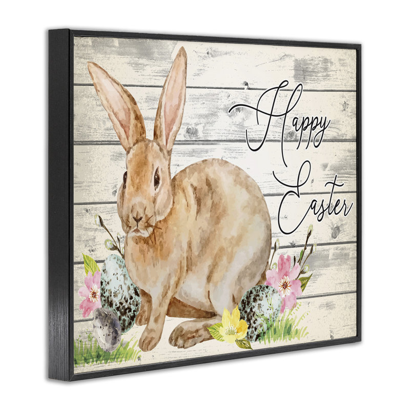 Impression florale printanière, joyeuses Pâques, giclée encadrée par ND Art, Giclée encadrée noir minuit