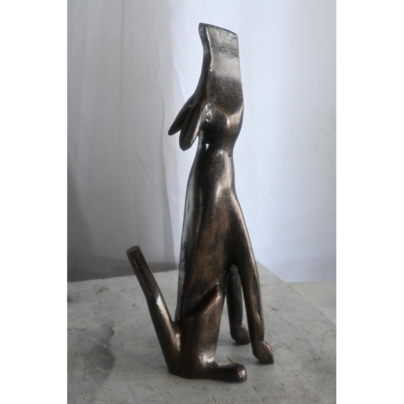 Statue coyote en aluminium Howling Collection Faune 7 po x 9 po x H 22 po