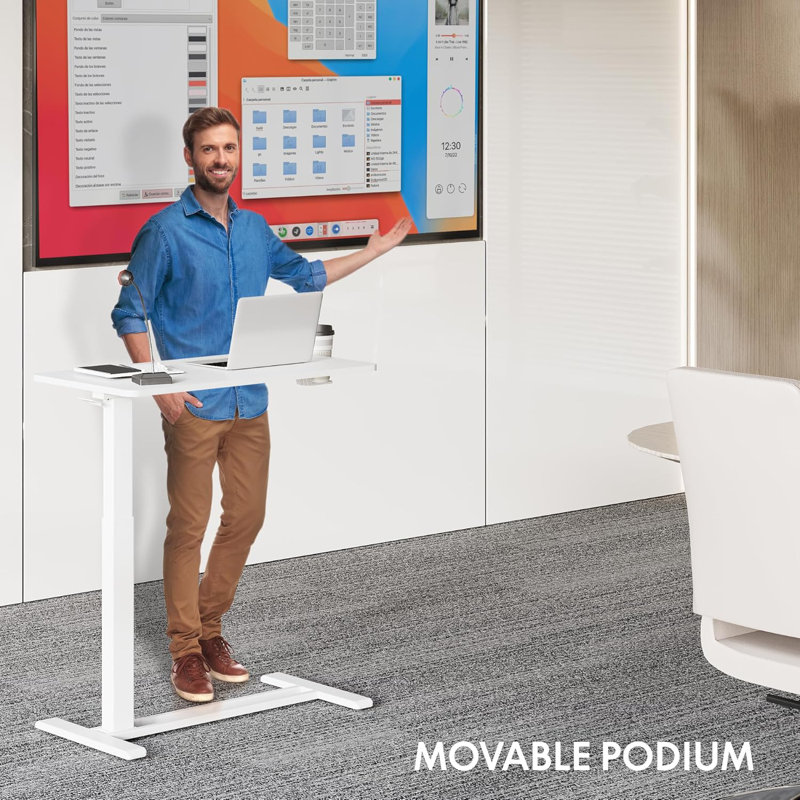 Adjustable Overbed Bedside Table With Wheels Pneumatic Mobile Standing Desk Laptop Desk Rolling Computer Cart Movable Overbed Table Hospital Home Use(27.6" W X 15.7" D)
