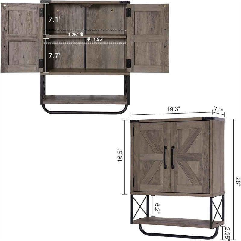 Genereau Wall Bathroom Cabinet, Brown