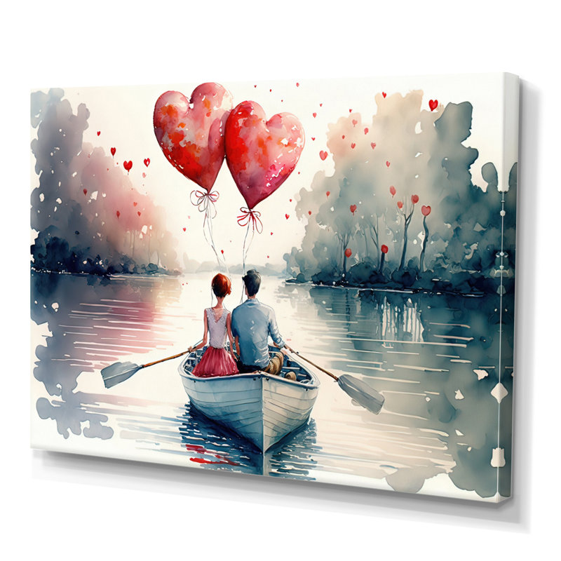 Couple d'amoureux qui passe du temps à l'extérieur III - Peinture sur toile, H 30 po x l 40 po x P 1,5 po, Toile tendue