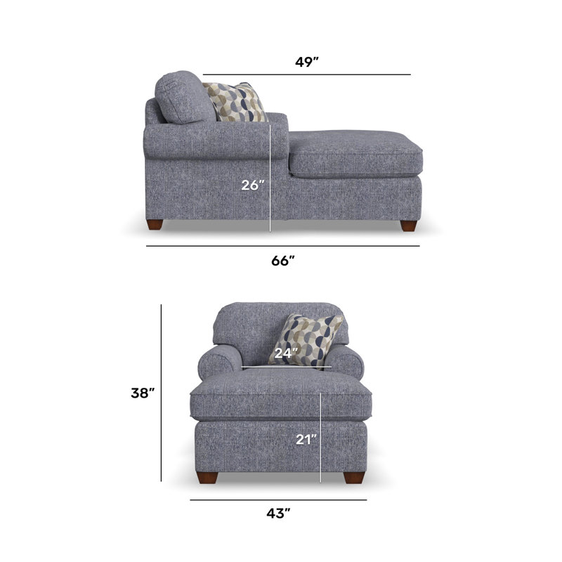 Tobias Chair Chaise, Indigo Blue
