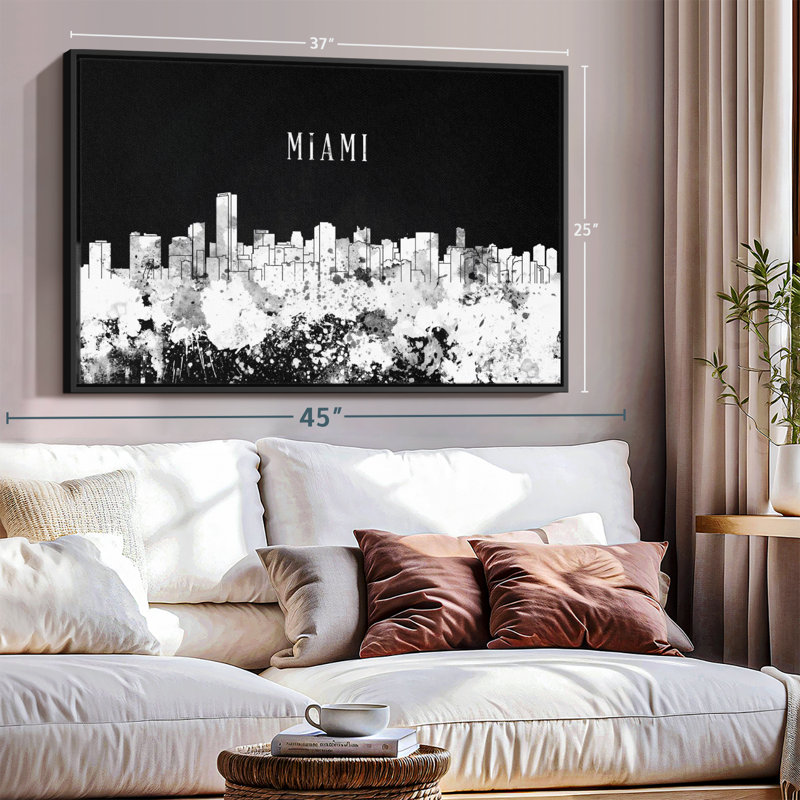 «Miami Skyline BW», H 25 po x l 37 po