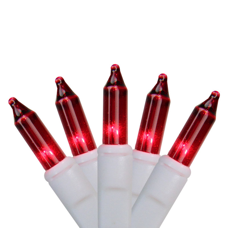 100-Count Red Mini Christmas Light Set 49.6ft White Wire