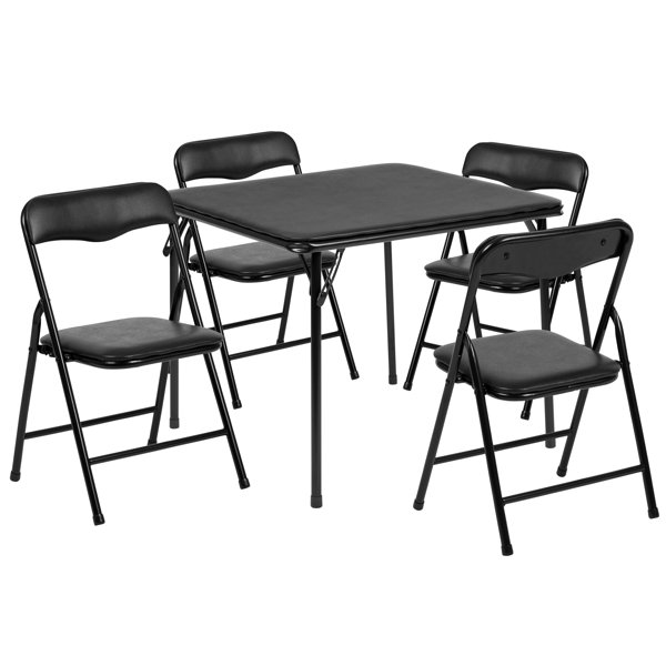 For Living 5-ft Portable Plastic and Metal Folding Table with Handle, Black