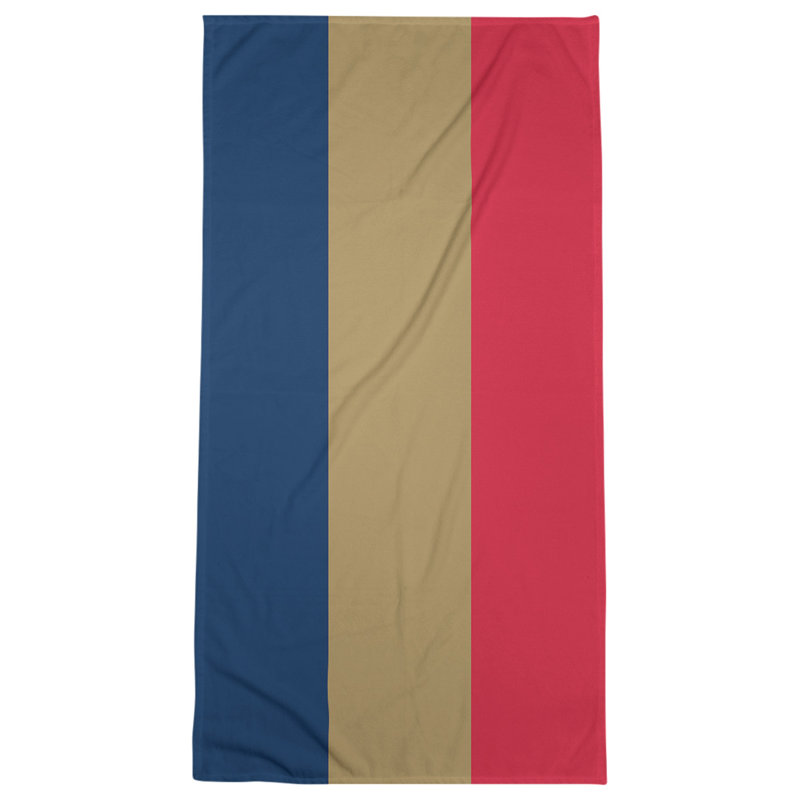 Cotton Blend Lightweight Bath Towel, Navy Blue/Gold/Red