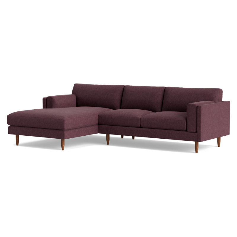 Skinny Fat Chaise Sectional, Left Hand Facing, Performance Weave - Aubergine