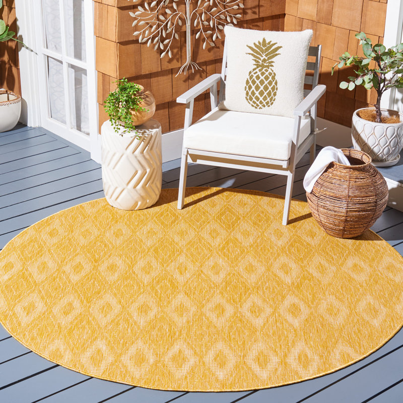 Tapis d'intérieur / extérieur à motif géométrique Lowndes Performance, Rond 6 pi 7 po