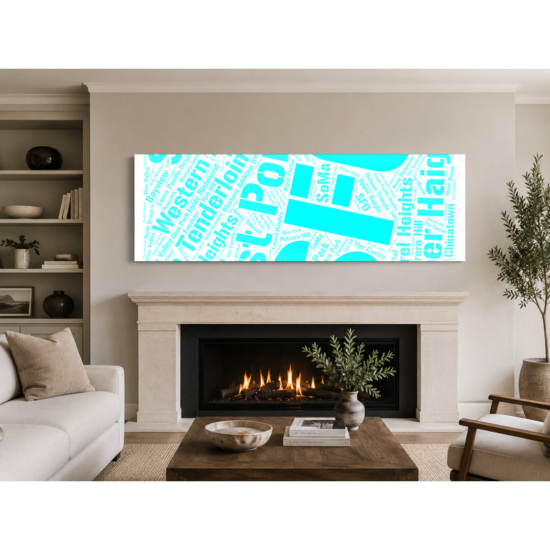 Art textuel sur toile San Francisco Quarters - cyan, 24" H x 72" W