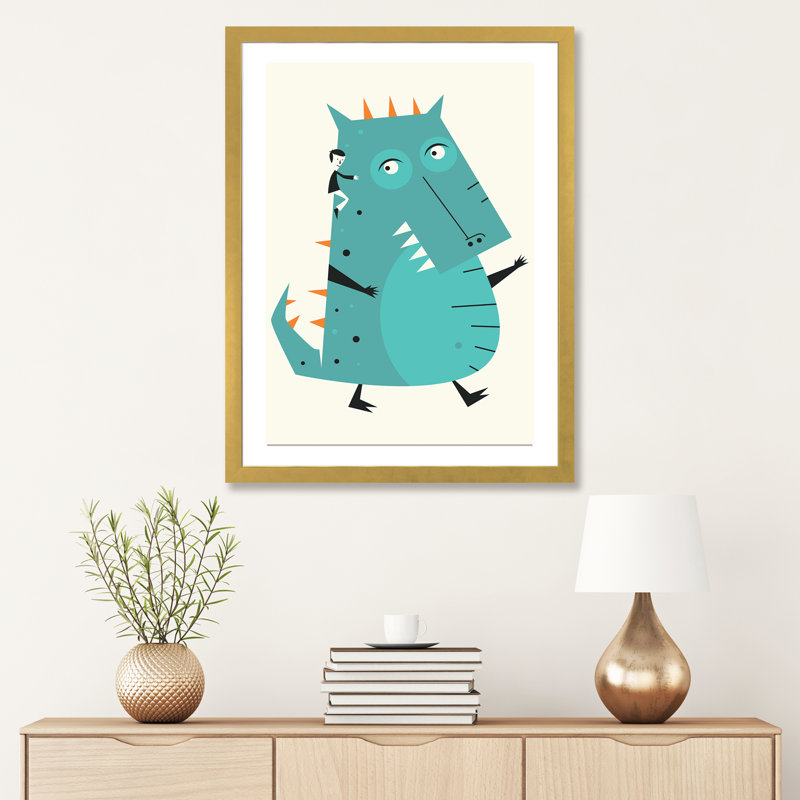 Monstre III - Imprimé, H 32 po x l 24 po x P 1 po, Papier encadré doré, Blanc