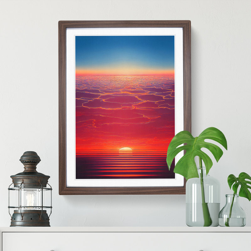 Dazzling Sunset - Single Picture Frame Print, 46cm H x 34cm W x 2cm D, Walnut