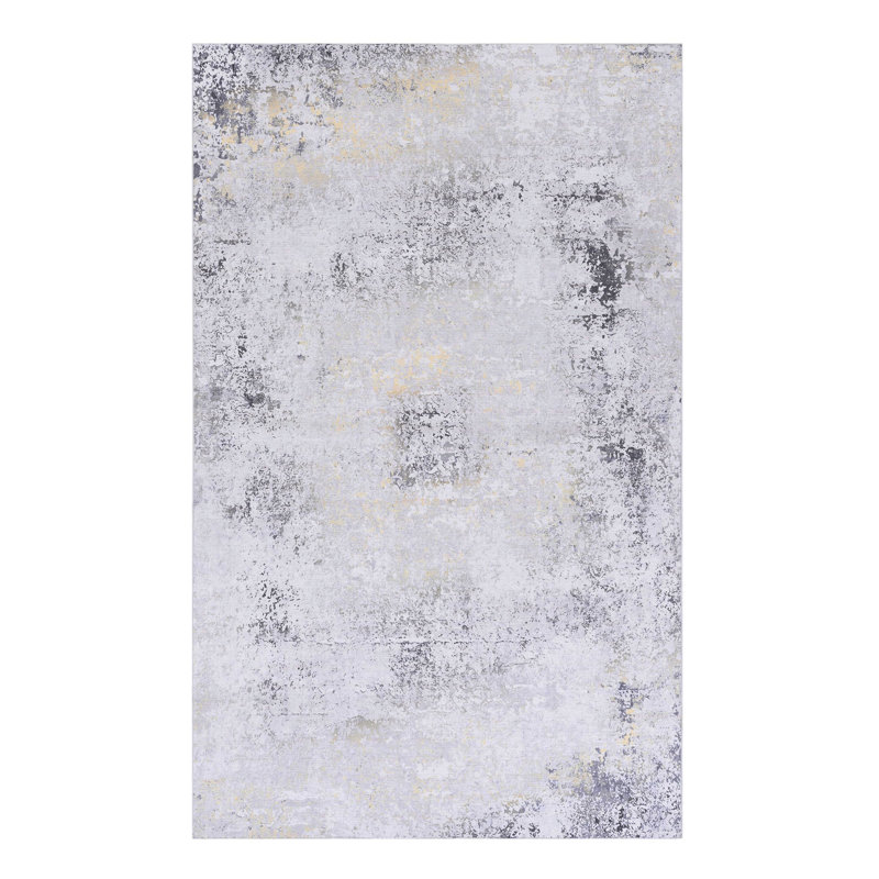 Machine Washable Area Rug 6X9, Low-Pile, Non-Slip, Non-Shedding - For Living Room, Bedroom, Kitchen Gray Floor 6X9 Rugs, Non-Shedding, Stain Foldable Carpet