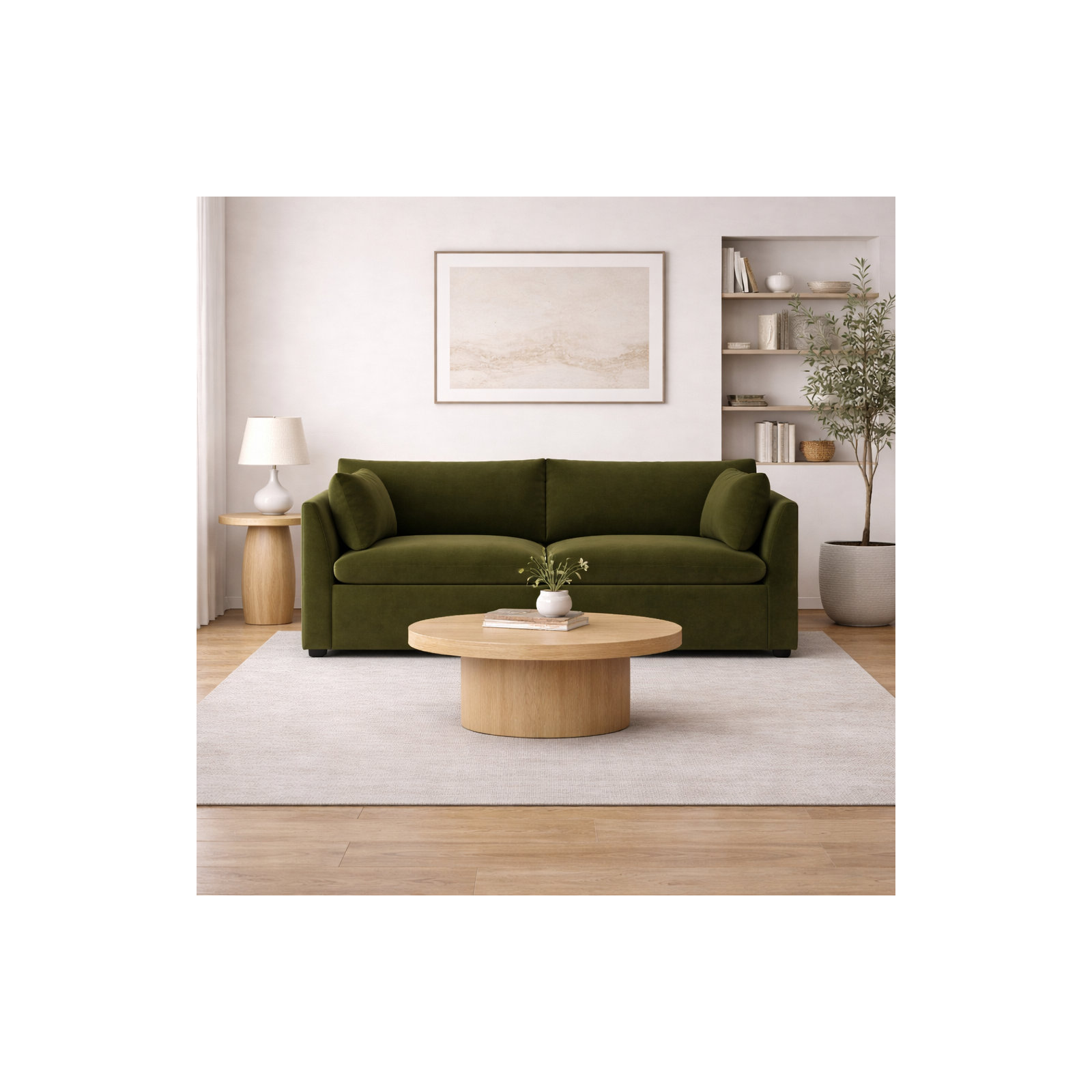 Kallie 86" Upholstered Sofa, Bella Forest Performance Velvet
