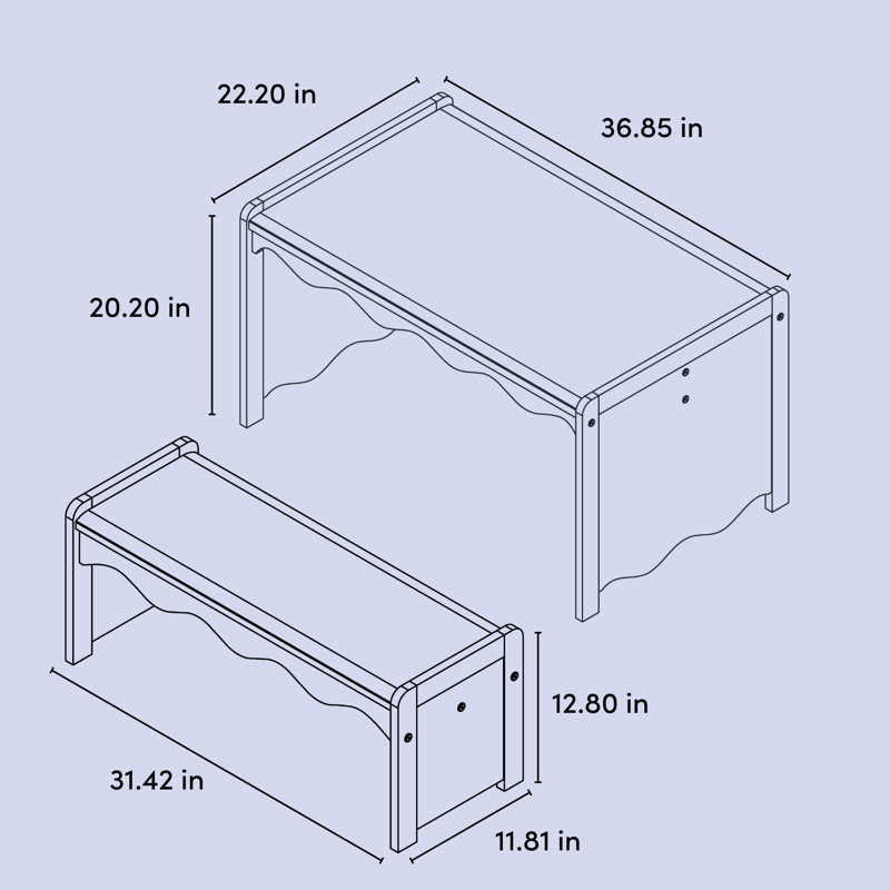 Ensemble de table et banc pour enfant Casablanca Deluxe Montessori Casablanca, Bois flotté