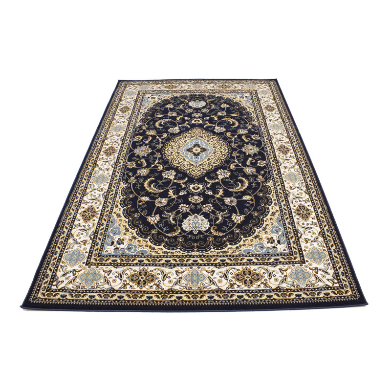 Tapis oriental bleu marine 5X8, Rectangle 5 pi 2 po x 7 pi 9 po