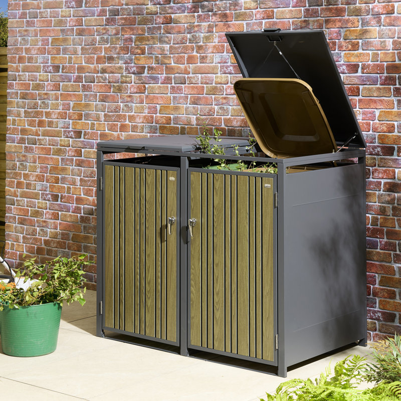 Metal Double Bin Store, Oak