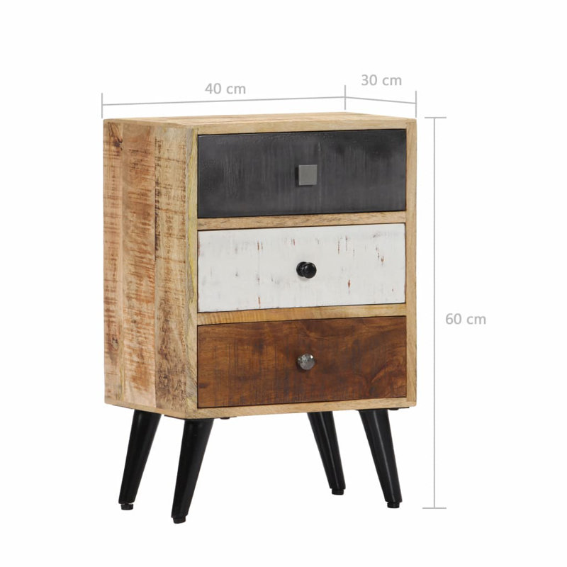 Abbate 40cm W Solid Wood Bedside Table