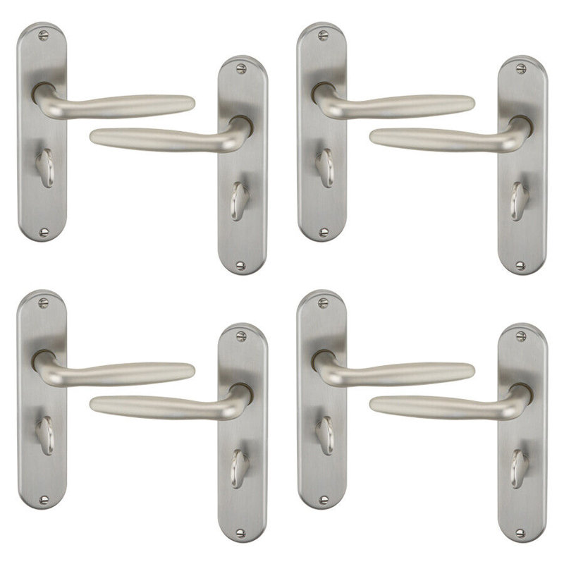 4x Urfic Rouen Metal Lever Latch Door Handles Set Rose Internal & External
