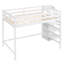 Lit mezzanine double avec armoire de rangement intégrée et escalier, blanc-419300511