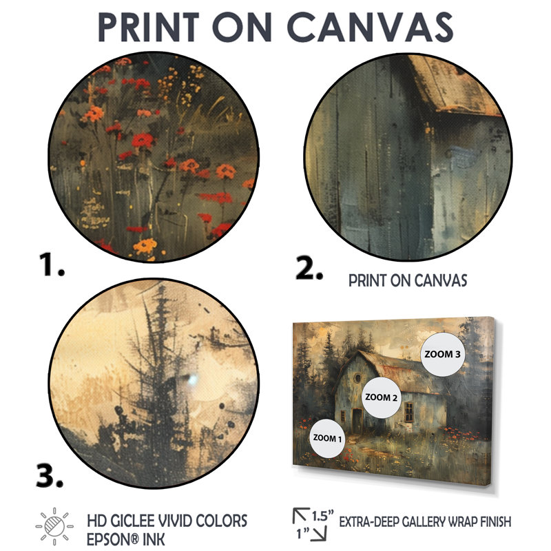 Gris, gris, hiver, chalet champêtre, Toile encadrée flottée blanche, H 28 po x l 60 po x P 1,5 po