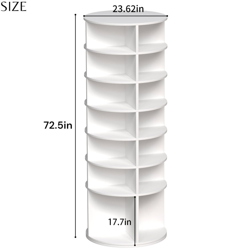 Rotating Shoe Rack Tower, 7-Tier Rotating Shoe Rack, Freestanding 360° Spinning Shoe Storage Rack, High Bottom Tier Design, Shoe Tower Spinning Storage Turntable, Fits 28 Pairs Of Shoes (7-Layer White)