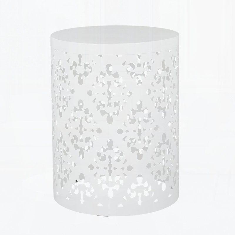Outdoor Metal Side Table, White