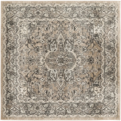 Tapis oriental carré / noir / brun / beige Goldena