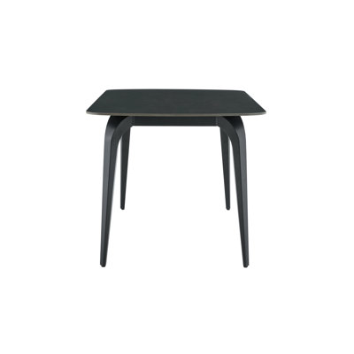 Table de salle à manger rectangulaire moderne, plateau en pierre frittée de qualité supérieure avec base en métal robuste, table de cuisine et de salle à manger résistante à la chaleur et aux rayures