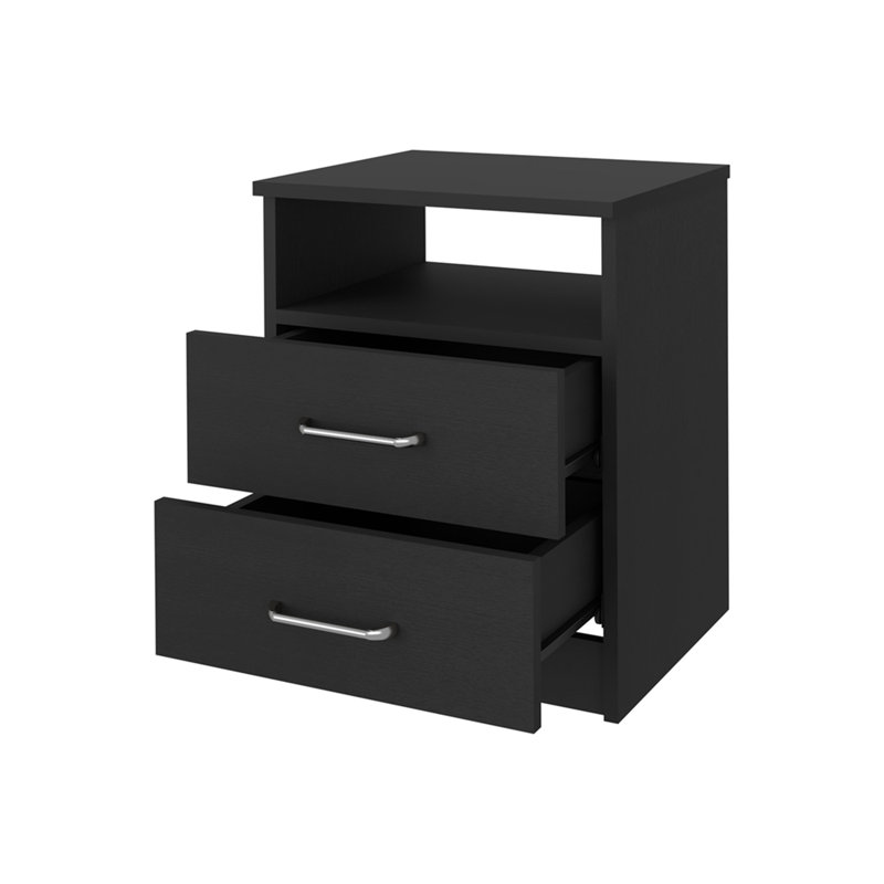 Table de chevet Oklahoma, deux tiroirs, une tablette, Black