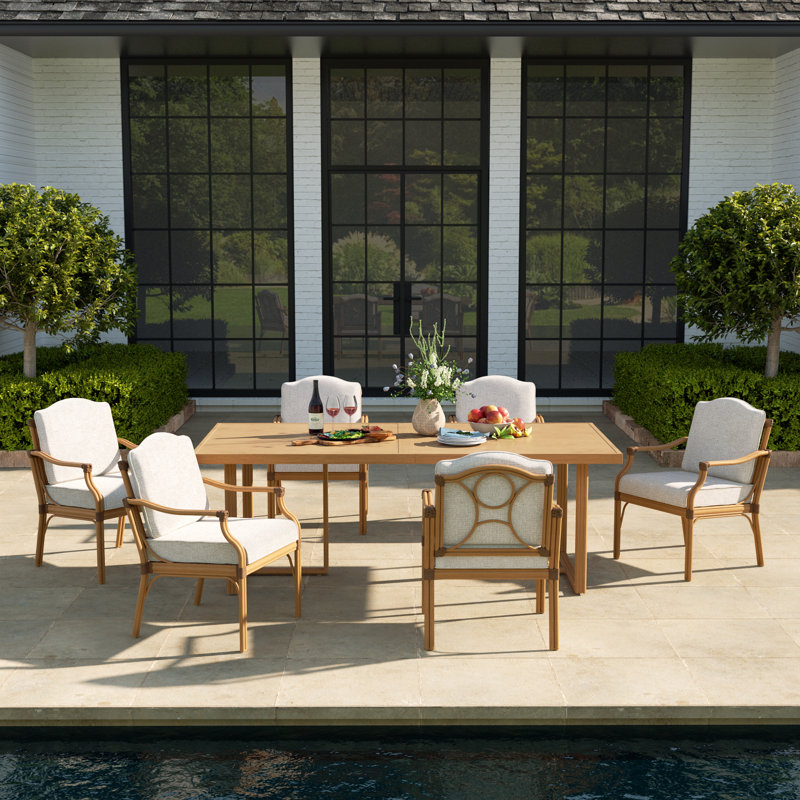 Ensemble repas pour 6 personnes Arcadia, 7 pièces: table, 6 chaises fixes