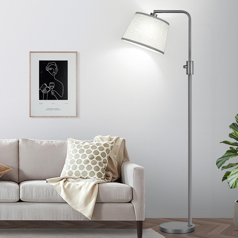 Dimmable Floor Lamp, 1000 Lm Led Edison Bulb Included, Modern Arc Floor Lamps For Living Room Bedroom, Beige, Space Gray