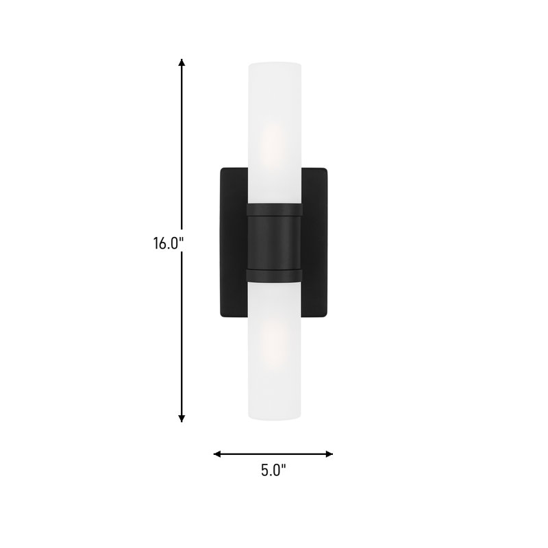 Medium Two Light Wall / Bath, Midnight Black, 40 W, 16" H x 5" W x 3.63" D