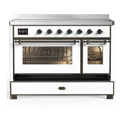 Majestic III Series 48 Inch Induction Range with 6 Induction Elements in White (Burnished Trim)