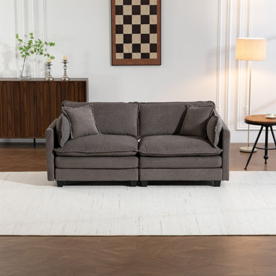 Modern 2Seats 77.95"Sectional Sofa With Waist Pillows