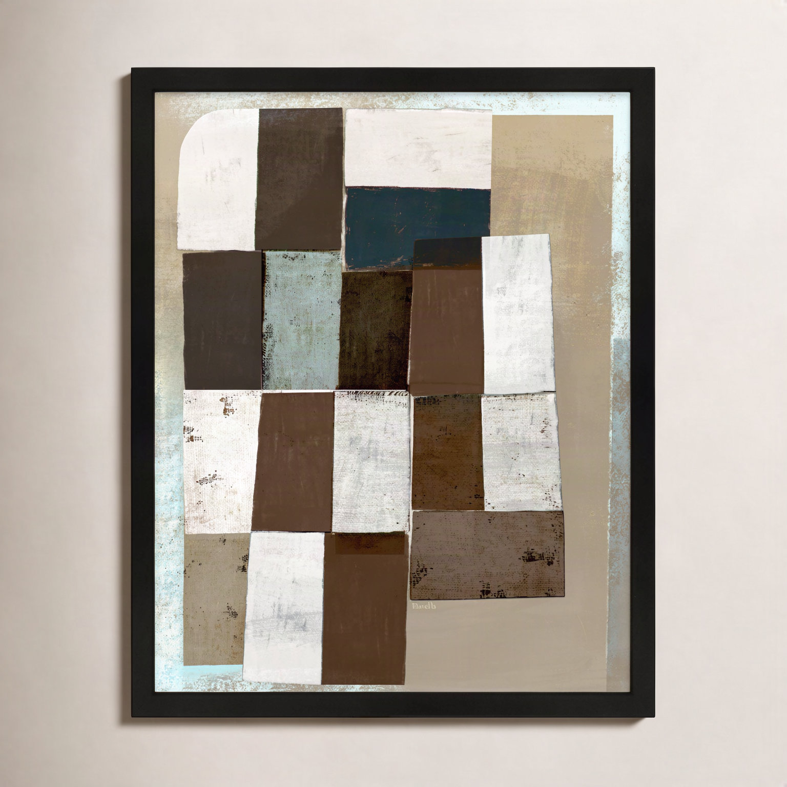 Patchwork 3 by Marco Marella for Studio M - Framed Wall Art, 30" H x 24" W, Paper, White