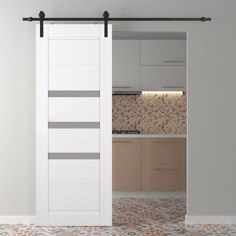 Rita Solid Manufactured Wood Panelled Prefinished Barn Door, 23.875" x 79.37"