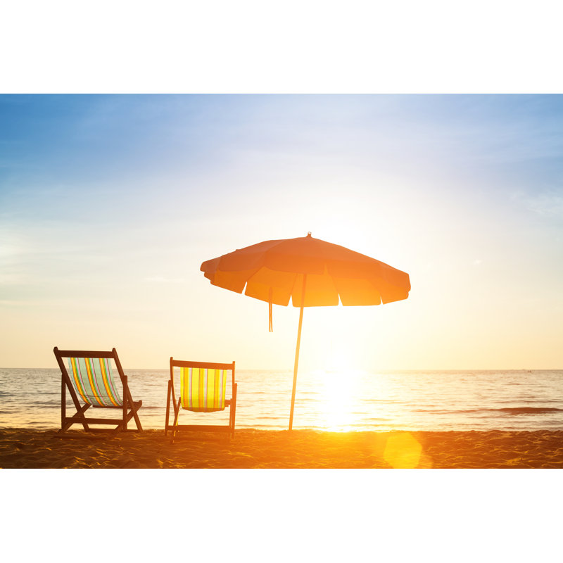 Beach Loungers by DimaBerkut - Wrapped Canvas Print, 30cm H x 46cm W x 3.8cm D